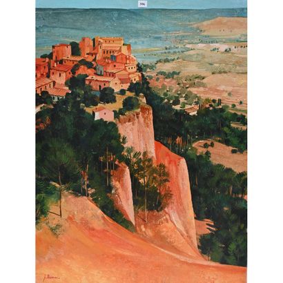 THOMAI J. «Paysage du Roussillon». Huile...