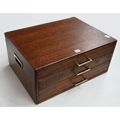 COFFRET DE MENAGERE en chêne à 3 compart...