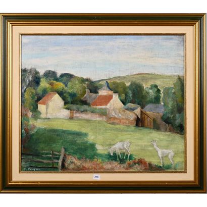 CHARPAUX Marcel. «2 chèvres dans un paysage»....