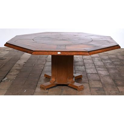 TABLE DE SALON octogonale en bois naturel...