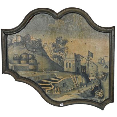 HAUT DE PORTE représentant un paysage près...