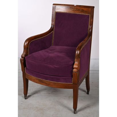 BERGERE RESTAURATION en acajou et placage...
