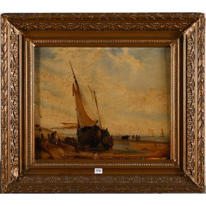 ECOLE FRANCAISE XXè. «Marine». Huile sur...