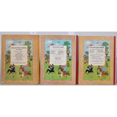 HERGE. Les aventures de Tintin. 3 ouvrages...