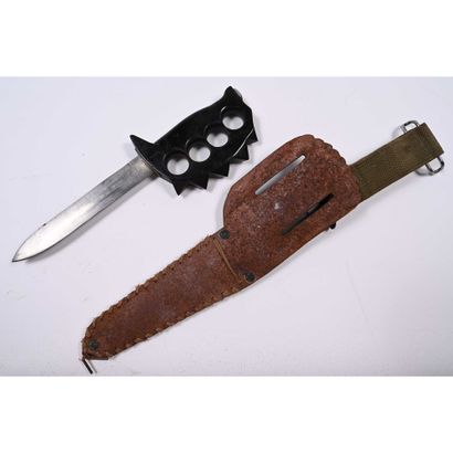 POIGNARD Knuckle Knife Mircat cuir et fourreau...
