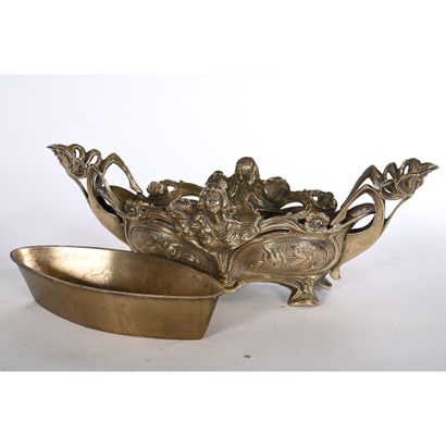 JARDINIERE ART NOUVEAU en bronze à décor...