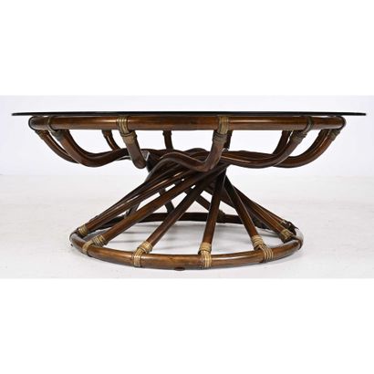 GOVIN Bernard. (1940). TABLE BASSE en rotin...