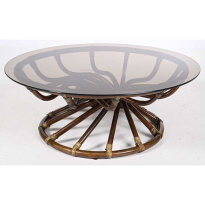 GOVIN Bernard. (1940). TABLE BASSE en rotin...