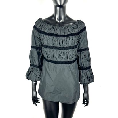 Anne FONTAINE. Black polyester top. Gathered...