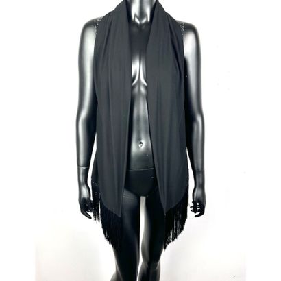 HERMES Paris. Sleeveless vest in black silk....