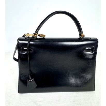 HERMES Paris. Kelly bag (32cm) in black box....