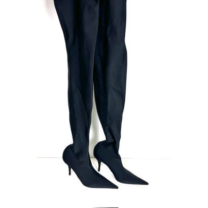 BALENCIAGA. Black stretch fabric thigh-high...