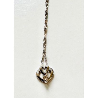 750°/°° white gold double heart pendant set...