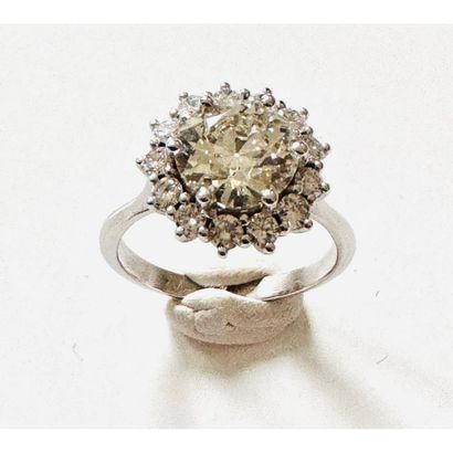 750°/°° white gold flower ring set with a...