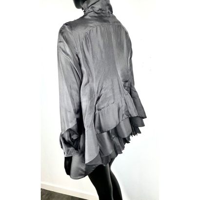CELINE. Flared evening blouse in dark gray...