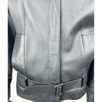 HERMES Paris. Black decerf leather jacket....