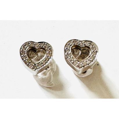 PAIR OF 750°/°° white gold heart EARRINGS...