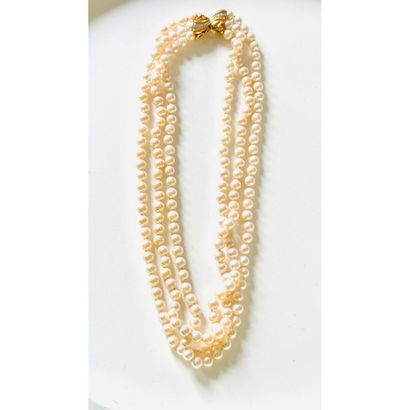 3-row cultured pearl COLLAR (Ø.6,3mm) with...