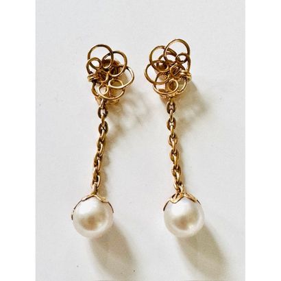 PAIR OF EAR CLIPS in yellow gold 750°/°°...