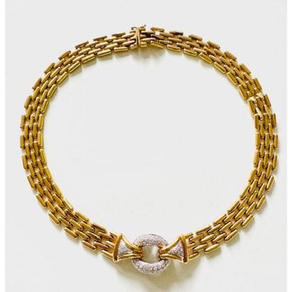 COLLAR in yellow gold 750°/°° grain de riz...
