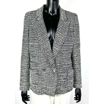 CHANEL. Black, pearl-grey and gold tweed...