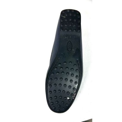 TOD'S. Navy blue grained leather loafers....