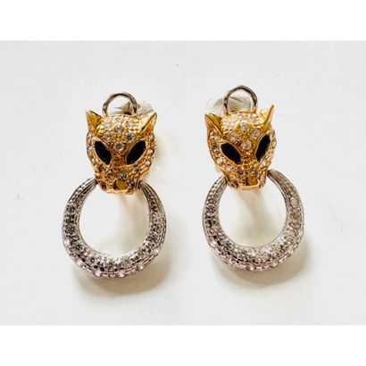 EARRINGS 2 gold 750°/°° panther head set...