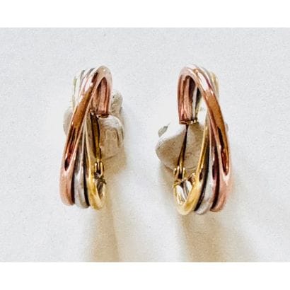 PAIR OF EARRINGS 3 gold 375°/°° 3 beads....