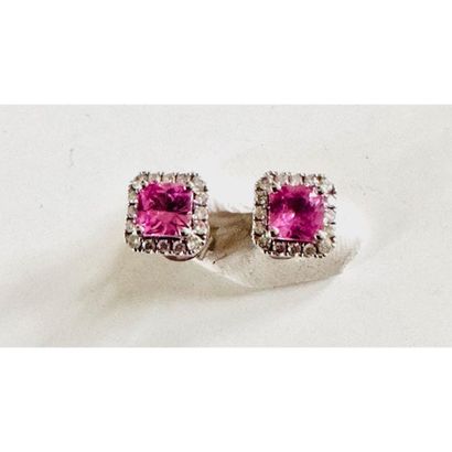 PAIR OF EARRINGS in white gold 750°/°° set...
