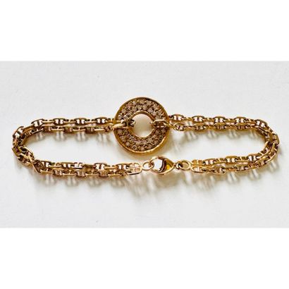 Double navy chain BRACELET adorned with a...