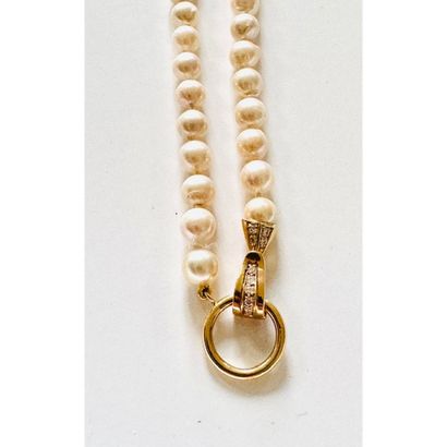 NECKLACE 1 strand cultured pearls (6.50x6.90mm)...