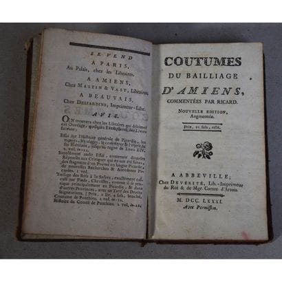 Ricard, coutumes du bailliage d’Amiens, Abbeville,...