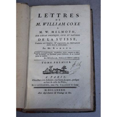William Coxe, lettres de M. William Coxe...
