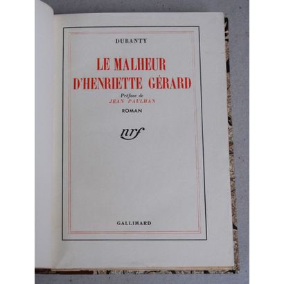 Duranty, le malheur d'Henriette Gérard, préface...
