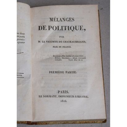 Alphonse de Chateaubriand, mélanges de politique,...