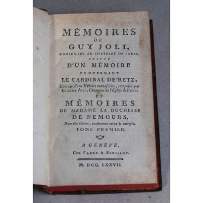 (Fronde) Guy Joli, mémoires de Guy Joli,...