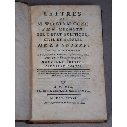 William Coxe, lettres de M. William Coxe...