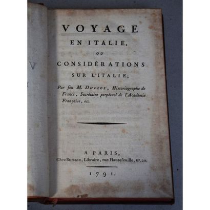 Charles Duclos, voyage en Italie ou considérations...