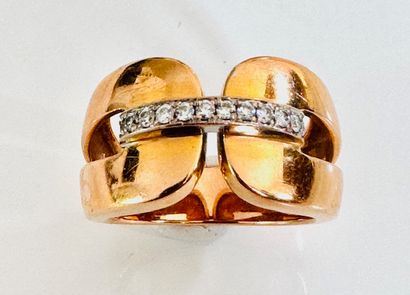 BAGUE jonc double en or rose 750°/°° retenu...
