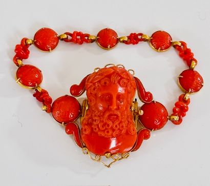 19TH C. 585°/°° yellow gold BRACELET adorned...