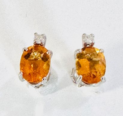 PAIR OF EARRINGS in white gold 750°/°° set...