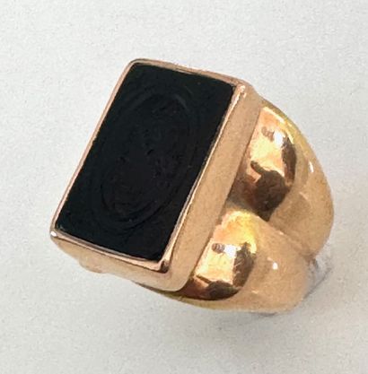 BAGUE CHEVALIERE anneau double en or jaune...