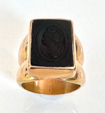 BAGUE CHEVALIERE anneau double en or jaune...