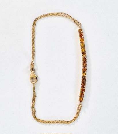 BRACELET double chain in 585°/°° yellow gold...