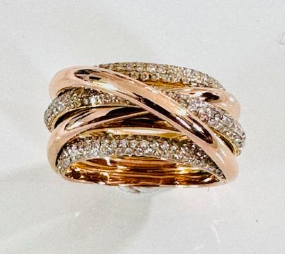 BAGUE en or rose 750°/°° 5 joncs entrelacés...