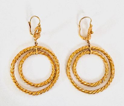 PAIR OF CREOLES DOUBLE EARRINGS in twisted...