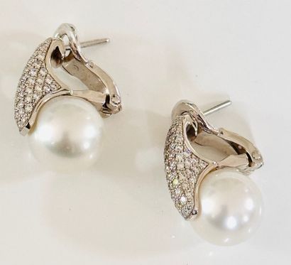 PAIR OF EARRINGS in white gold 750°/°° set...
