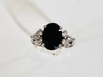 RING in white gold 750°/°° set with an oval...