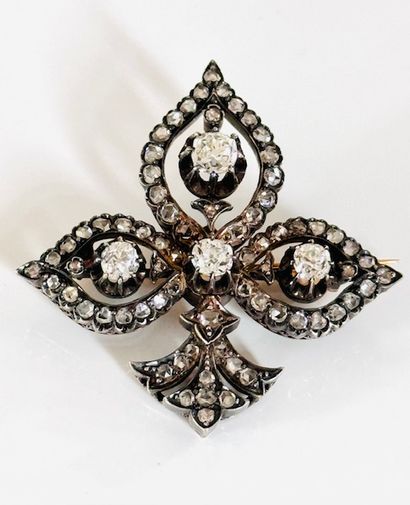 NAPOLEON III. A silver and 750°/°° gold brooch...