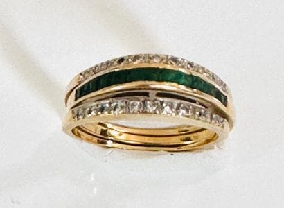 3-ring ring in yellow gold 750°/°°, 2 set...
